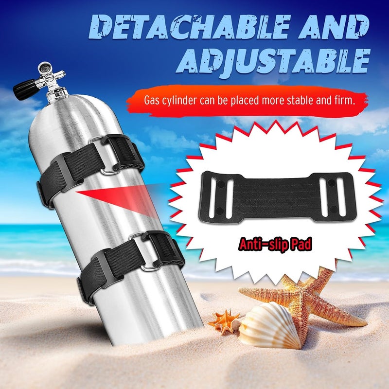 Owekfifv 2Pack Scuba Tank Holder, Universal Dive BCD Tank Cylinder Adjustable Band Webbing Belt Strap with ABS Cam Buckles and Anti-Slip Pad for Underwater Diving/Snorkeling/Freediving - Image 3
